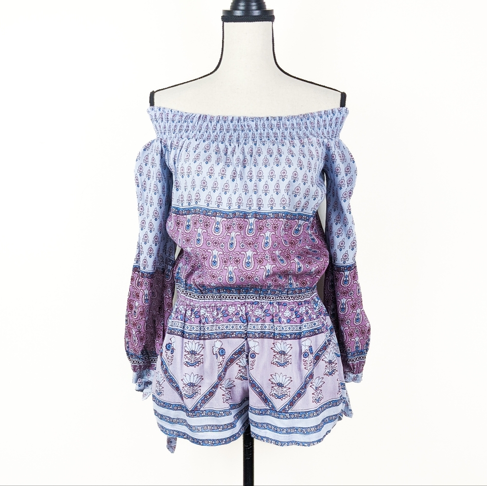 NWT Blue Boheme Bella Printed Romper, Size M/L